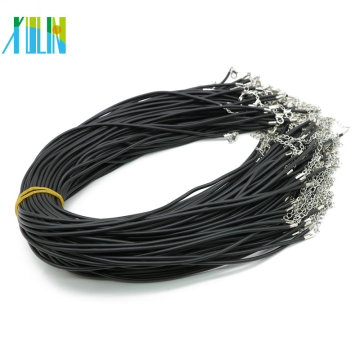 Adjustable Black Environmental Nickel-free Rubber Cord Necklace 19inch with Lobster Clasp , 100pcs/pack, ZYN0012